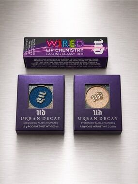 RARE Urban Decay Midnight Cowgirl & Evidence Eyeshadow + Wired lip Discontinued